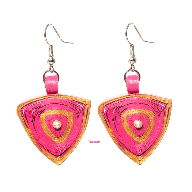 Pink with Golden Bordered earring